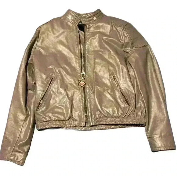 Grey Leather Motorcycle Jacket by Brooks Leather Sportswear - Picture 1 of 7